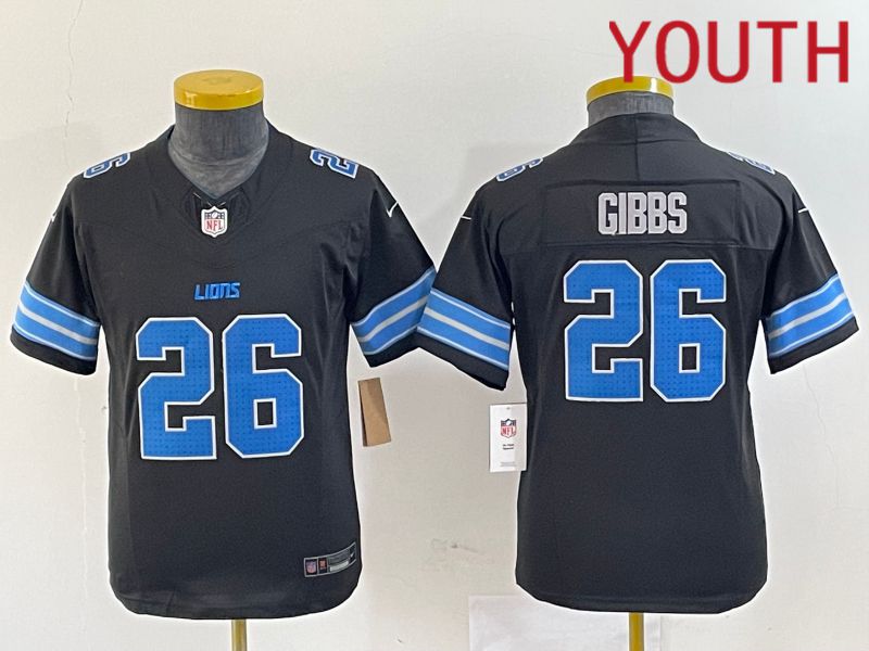 Youth Detroit Lions #26 Gibbs Black Three generations 2024 Nike Vapor F.U.S.E. Limited NFL Jersey->women nfl jersey->Women Jersey